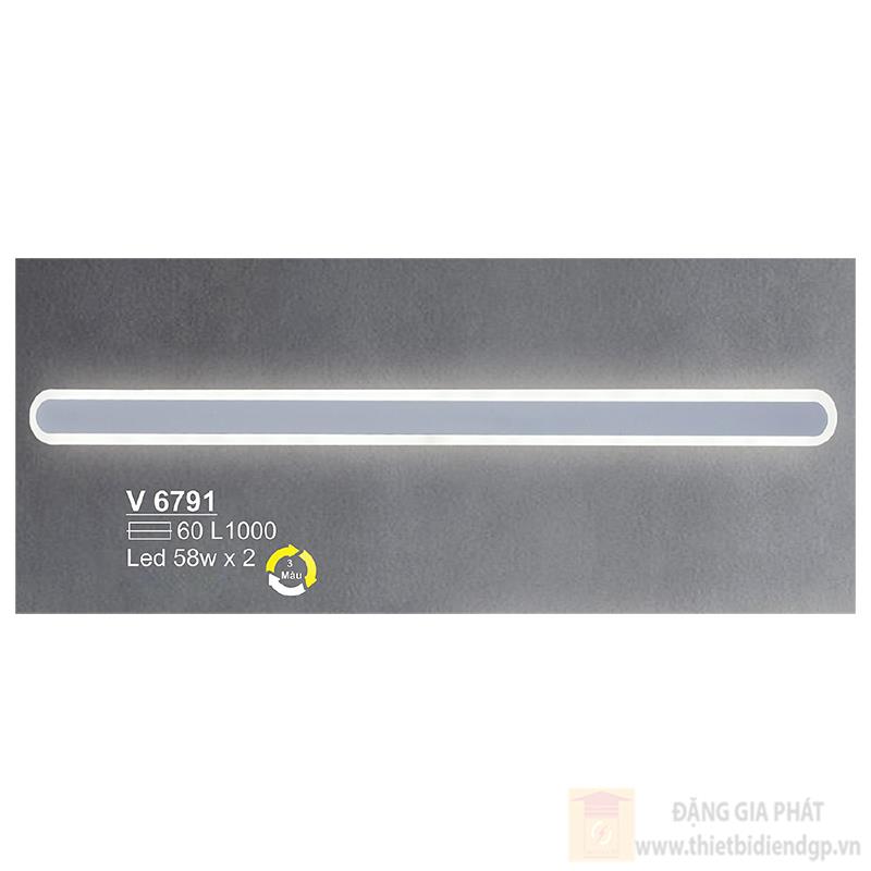Đèn tường trang trí LED 58W*2 - Ø60*L1000 - 3 màu ánh sáng - vỏ xám
