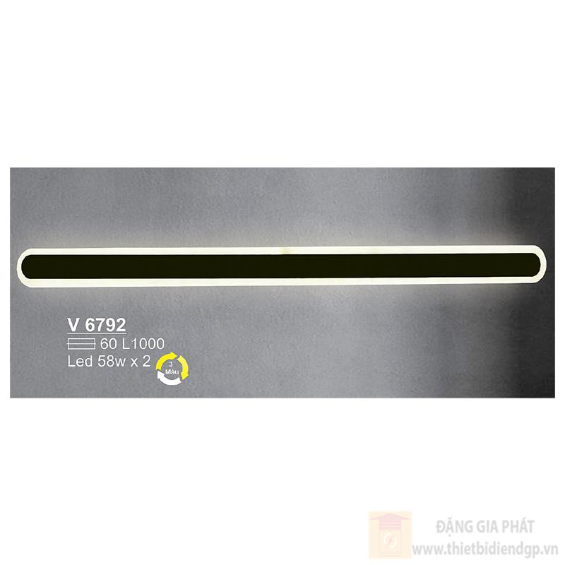 Đèn tường trang trí LED 58W*2 - Ø60*L1000 - 3 màu ánh sáng - vỏ đen