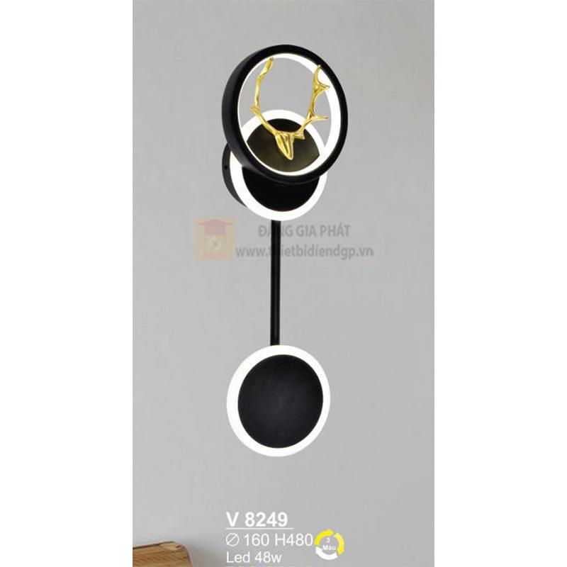 Đèn vách trang trí Led 48W - Ø160*H480 - 3 màu ánh sáng, vỏ màu đen