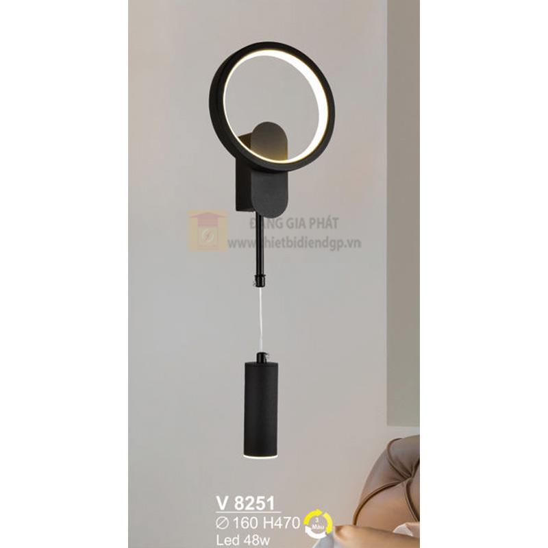 Đèn vách trang trí Led 48W - Ø160*H470 - 3 màu ánh sáng, vỏ màu đen