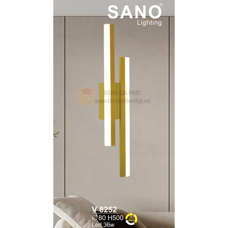 Đèn vách trang trí Led 36W - Ø80*H500 - 3 màu ánh sáng, vỏ màu vàng