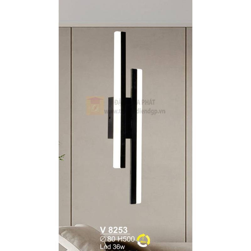 Đèn vách trang trí Led 36W - Ø80*H500 - 3 màu ánh sáng, vỏ màu đen