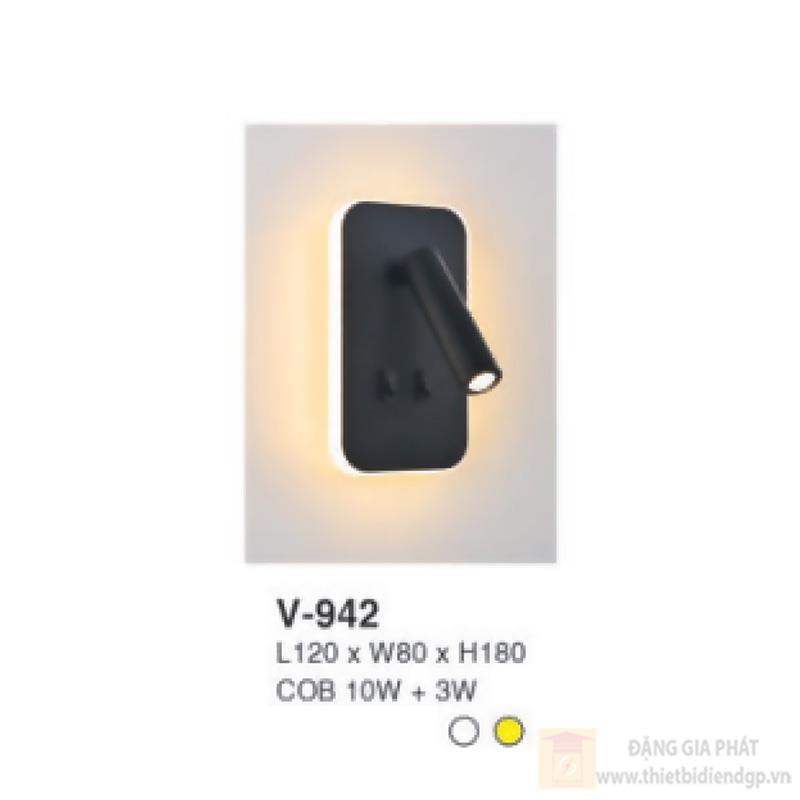 Đèn vách gắn đầu giường V-941 L120 x W80 x H180 COB 10W + 3W