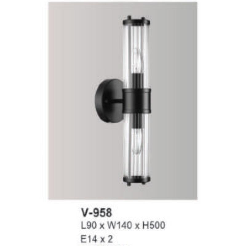 Đèn vách gắn tường L90 x W140 x H500 E14 x 2