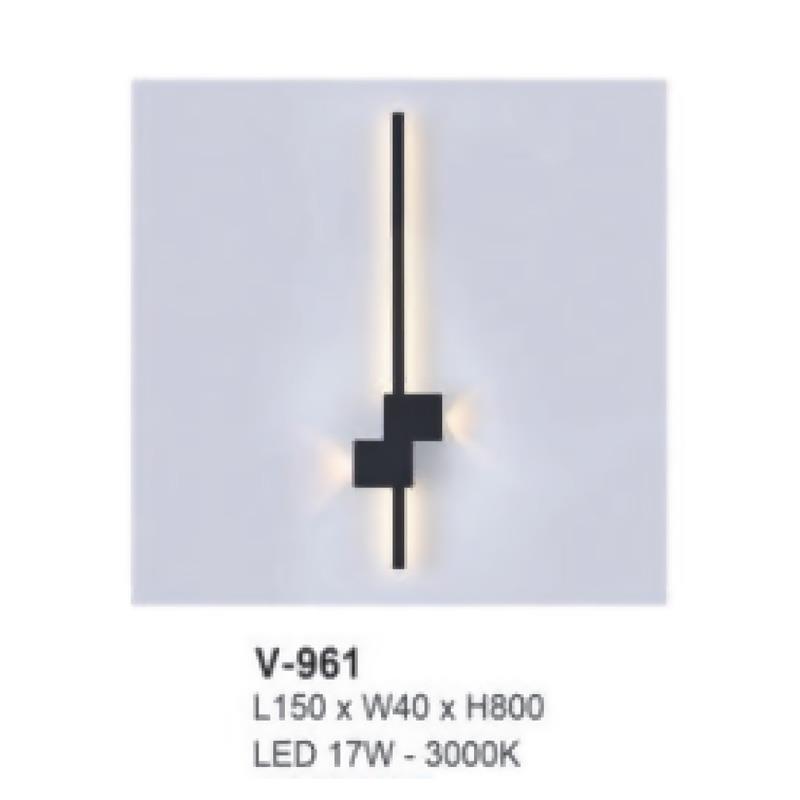 Đèn vách gắn tường L150 x W40 x H800 LED 17W - 3000K