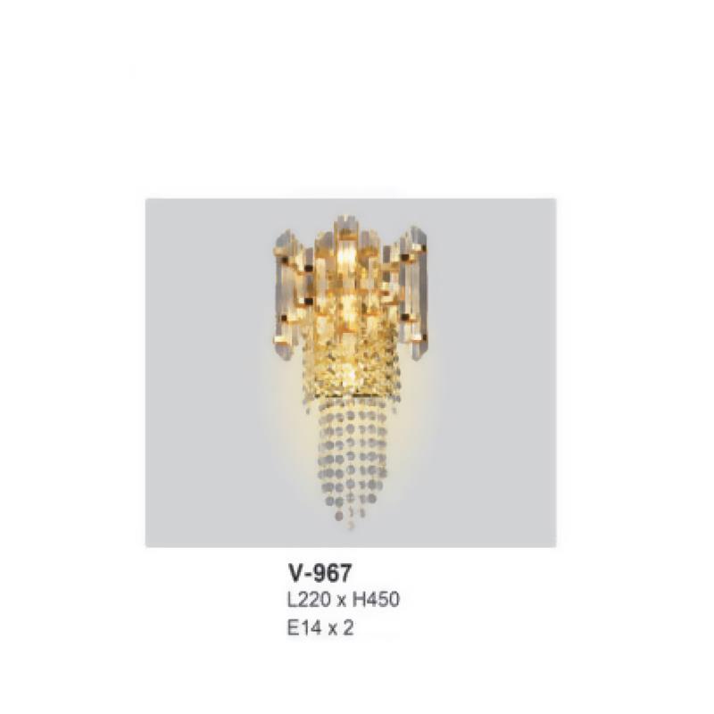 Đèn vách pha lê L220 x H450 E14×2