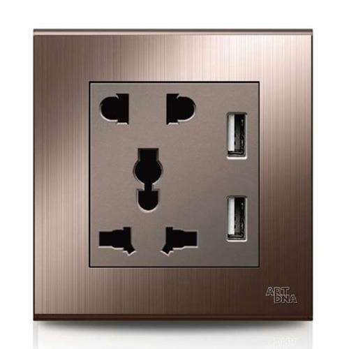 Ổ cắm đa năng + Ổ cắm 2 chấu + 2 Sạc USB 5v, 2.1A