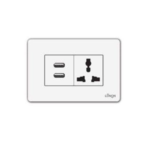 Ổ cắm USB đôi + ổ cắm đa năng