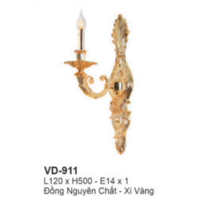 Đèn tường nến đồng L120*H500 - E14*1 - Đồng Nguyên Chất - Xi Vàng