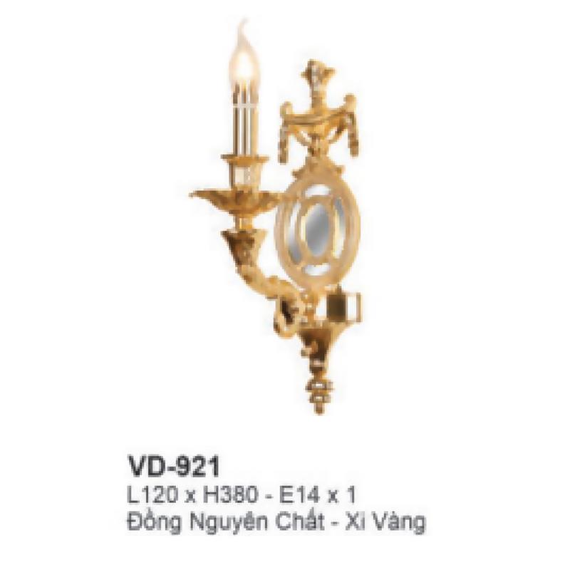 Đèn tường nến đồng L120*H380 - E14*1 - Đồng Nguyên Chất - Xi Vàng