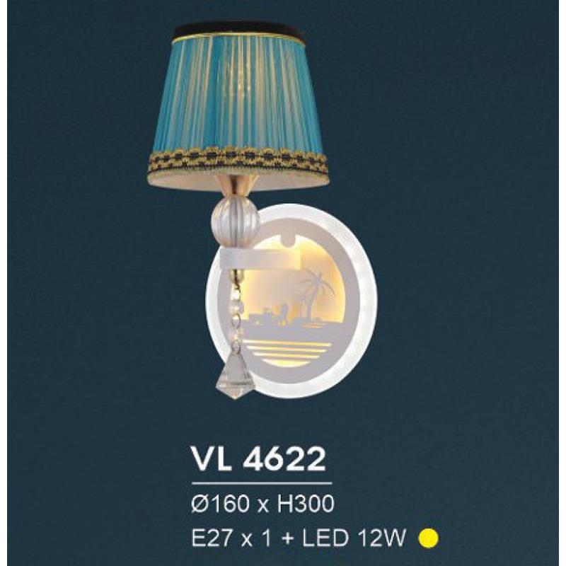 Đèn vách trang trí LED 12W + E27*1 - Ø160*H300, ánh sáng vàng