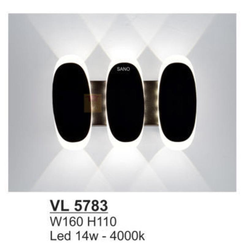 Đèn vách led 14W- 4000K - W160*H110 - vỏ màu đen