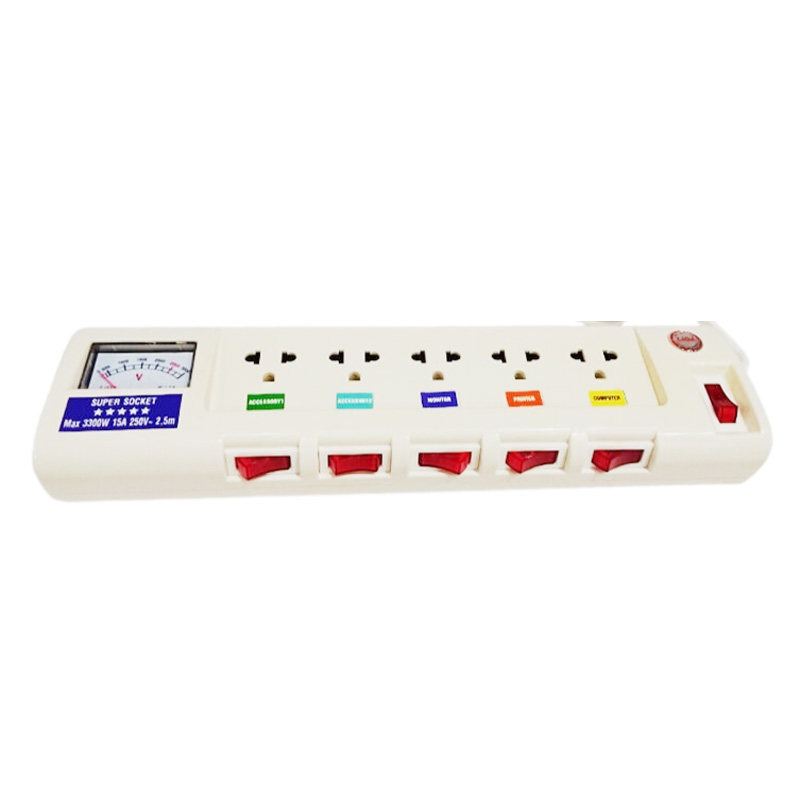 Ổ cắm kéo dài công suất lớn có đồng hồ 5 lỗ cắm 3 lõi dây LiOA 5OFSS