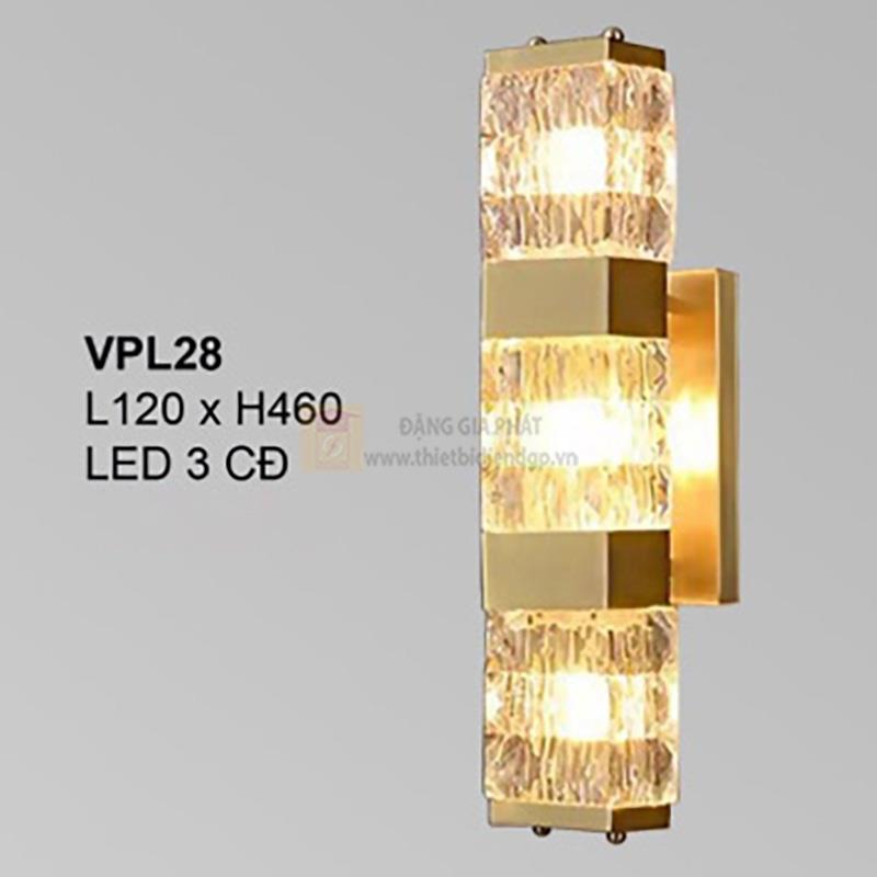 Đèn vách Pha Lê L120*H460 - Led 3 CĐ
