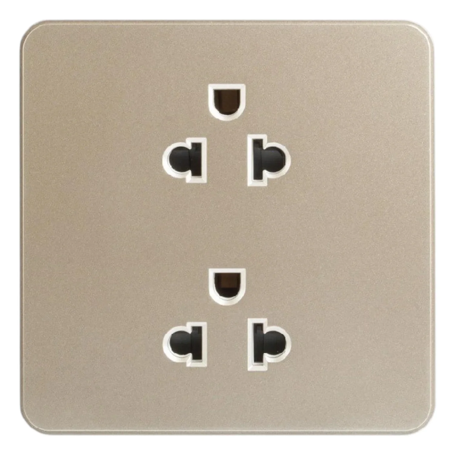 Ổ cắm đôi 3 chấu 16A chuẩn Âu Mỹ màu gold