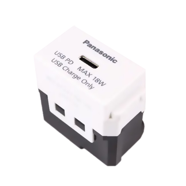 Hạt ổ cắm USB Panasonic Type C, PD-18W, bắt vít 1- port USB C Changer màu trắng
