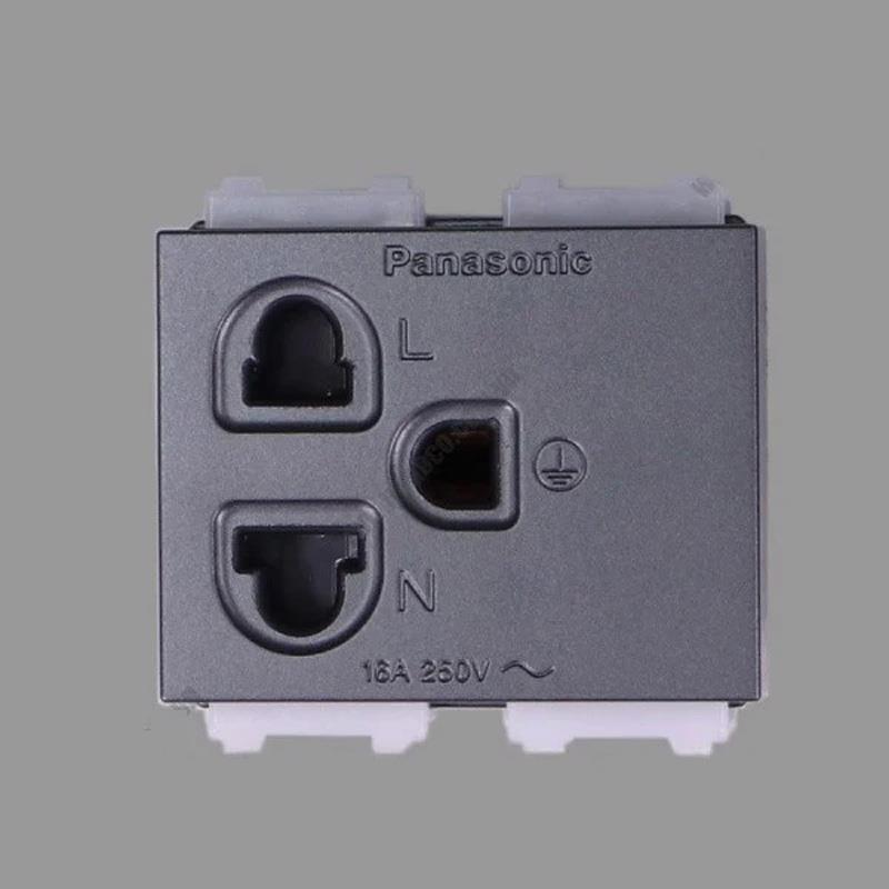 Ổ cắm đơn Panasonic WEV1181MYH / WEV1181-7MYH có màn che và dây nối đất 16A, màu xám ánh kim