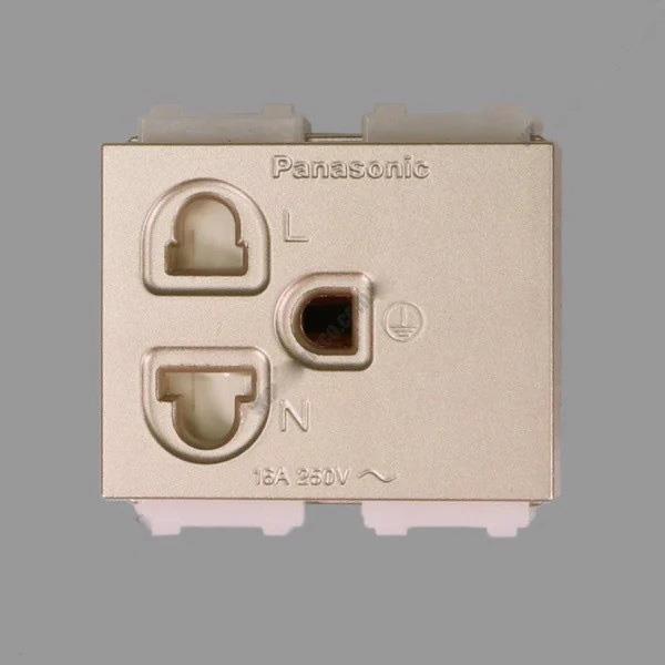 Ổ cắm đơn Panasonic WEV1181MYZ / WEV1181-7MYZ có màn che và dây nối đất 16A, màu vàng ánh kim