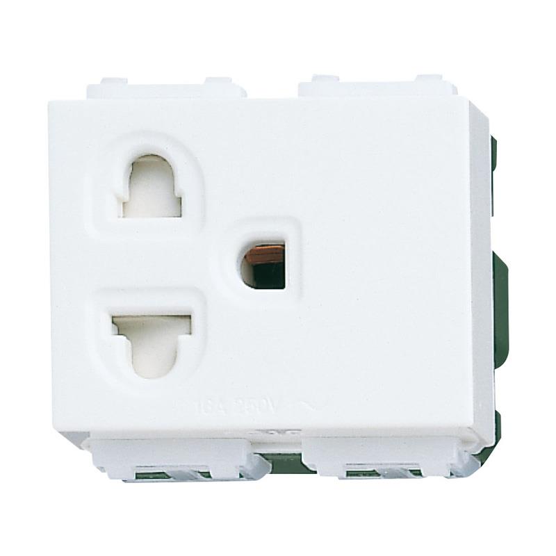 Ổ cắm đơn Panasonic WEV1181SW / WEV1181-7SW có màn che và dây nối đất 16A, màu trắng
