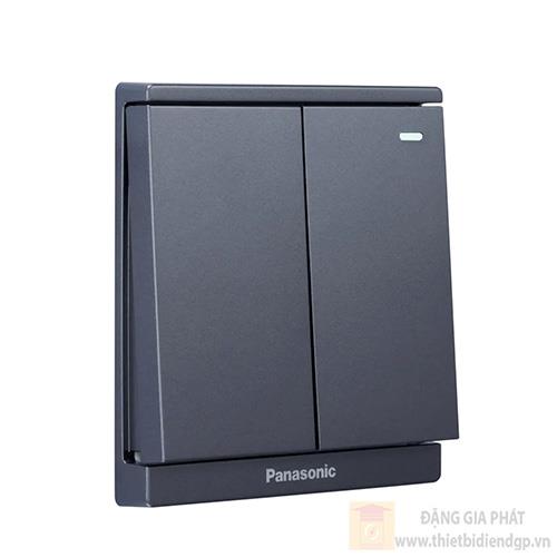 Bộ 2 công tắc B Panasonic WMF513MYH-1VN 1 chiều, bắt vít, có chỉ báo dạ quang 10A màu xám ánh kim