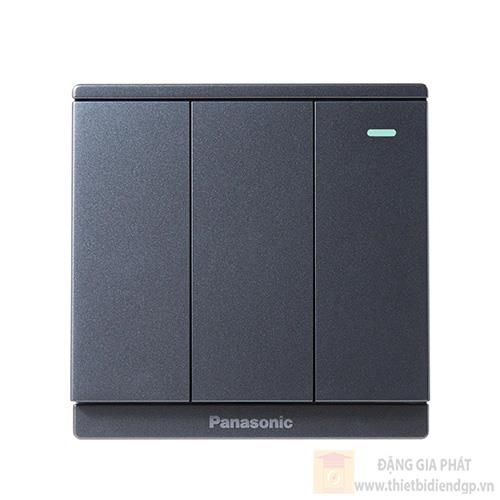Bộ 3 công tắc C Panasonic WMF516MYH-1VN 2 chiều, bắt vít, có chỉ báo dạ quang 10A màu xám ánh kim