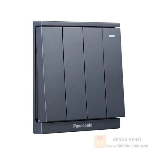 Bộ 4 công tắc B Panasonic WMF517MYH-1VN 1 chiều, bắt vít, có chỉ báo dạ quang 10A màu xám ánh kim