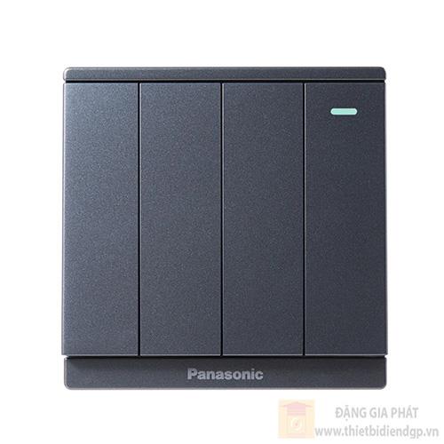 Bộ 4 công tắc C Panasonic WMF518MYH-1VN 2 chiều, bắt vít, có chỉ báo dạ quang 10A màu xám ánh kim