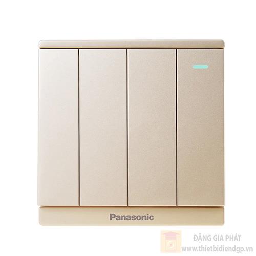 Bộ 4 công tắc C Panasonic WMF518MYZ-1VN 2 chiều, bắt vít, có chỉ báo dạ quang 10A màu vàng ánh kim
