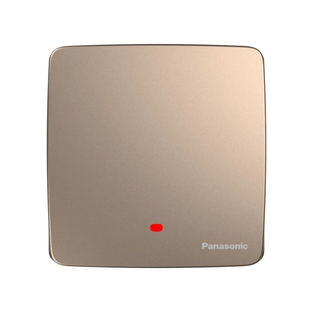 Bộ 1 công tắc D Panasonic WMTV503307MYZ bắt vít, có đèn báo màu vàng ánh kim 20A