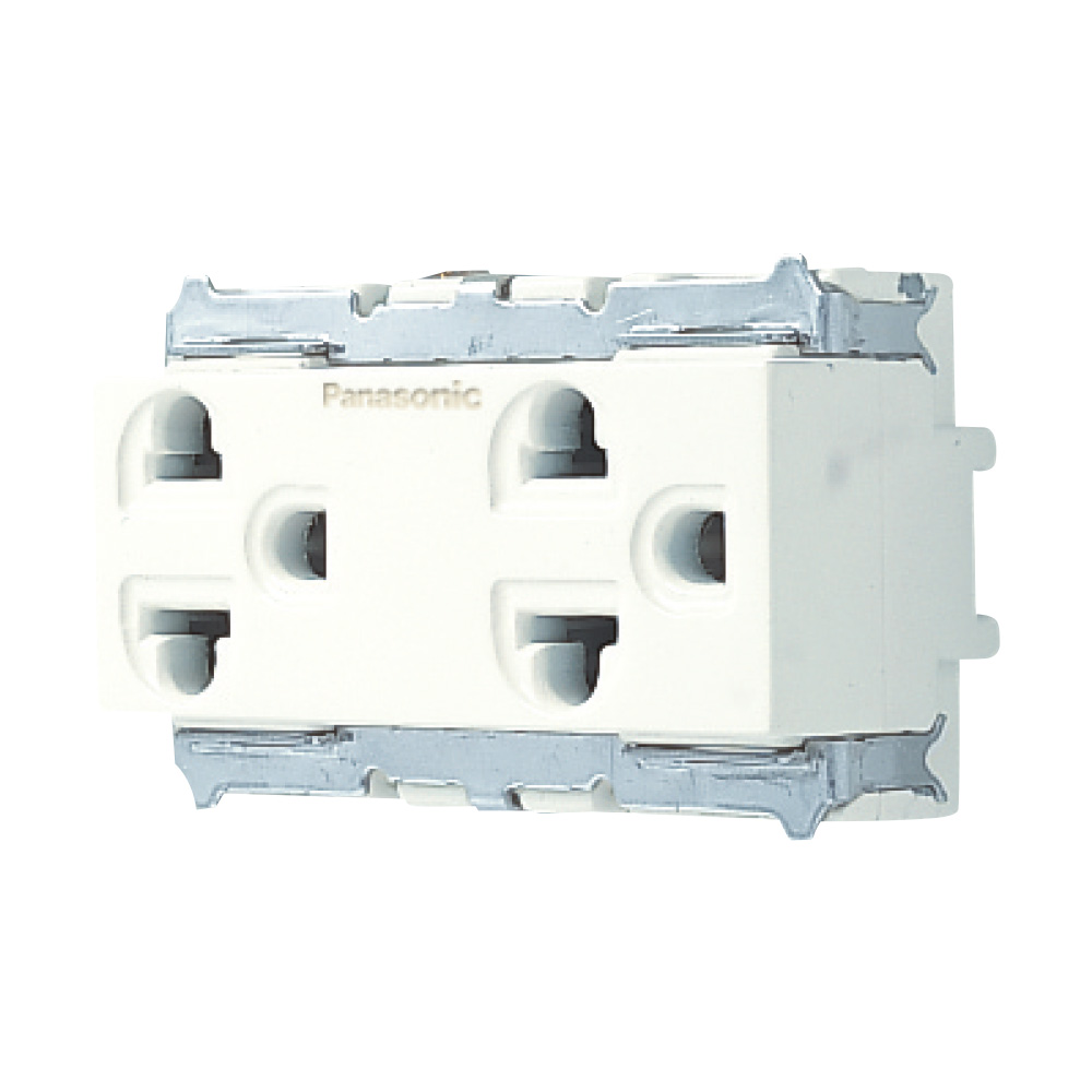 Ổ cắm đôi Panasonic WNG159237W có dây nối đất 16A