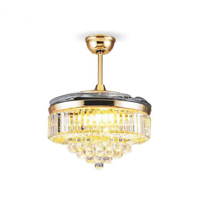 Quạt trần cánh xếp đèn led Sinwa màu vàng kim