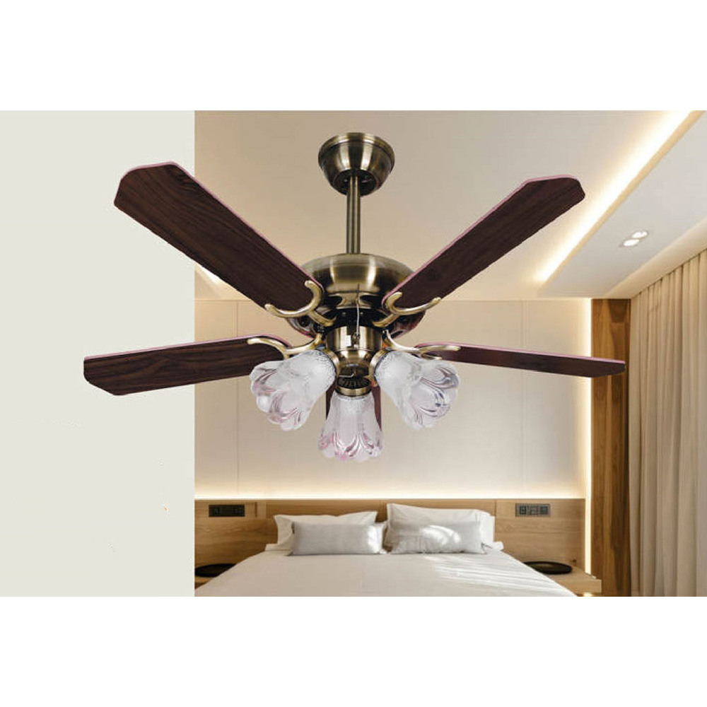 Quạt đèn trang trí Andora 5 cánh gỗ W1200 x H650 - E27*3