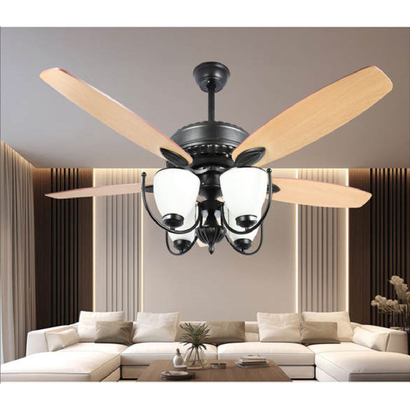 Quạt đèn trang trí Andora 5 cánh gỗ W1320 x H650 - E27*4