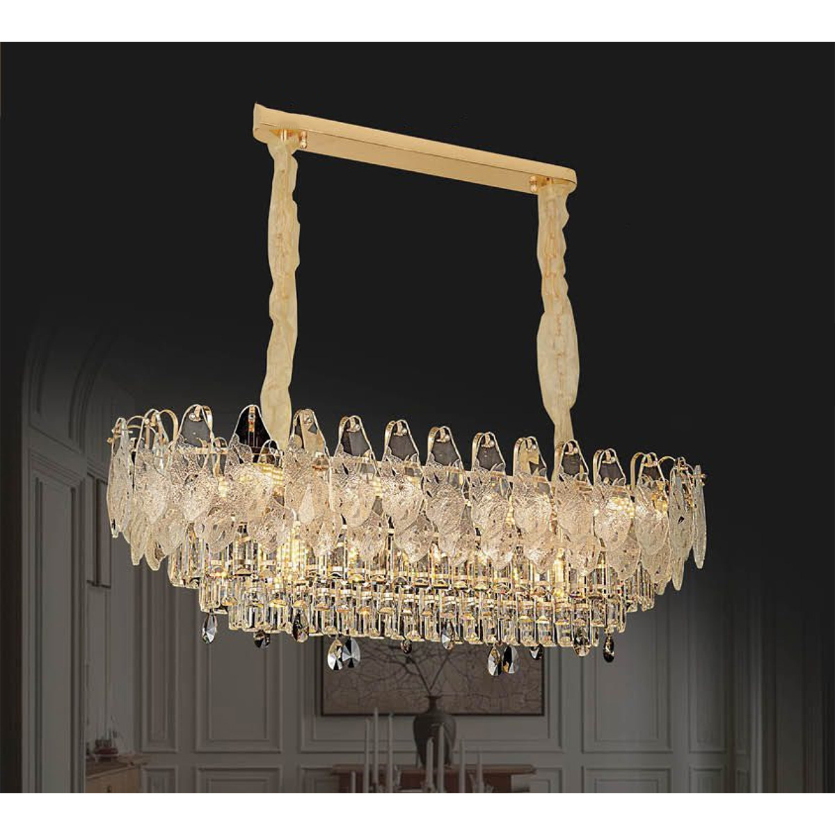 Đèn thả pha lê L950*W350 - E14*14
