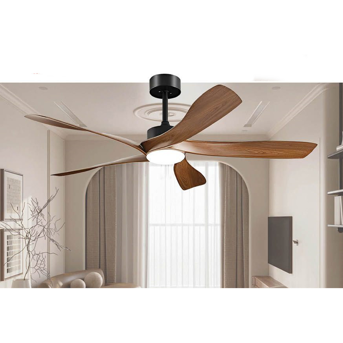 Quạt trần đèn 5 cánh gỗ 355 Decor QT63