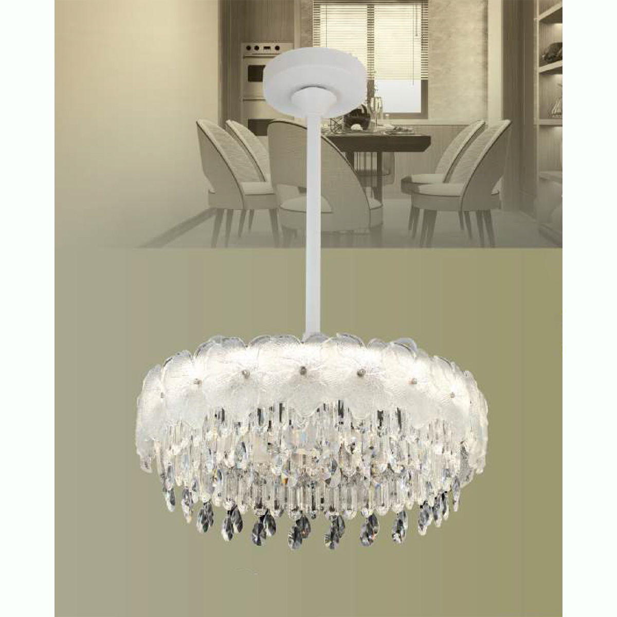 Quạt trần đèn Verona QT-1006 Ø600*H600