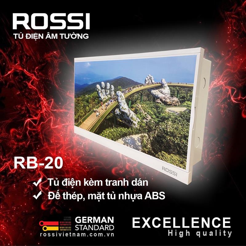 Tủ điện âm tường Rossi RB-20 (kèm khung ảnh dán)