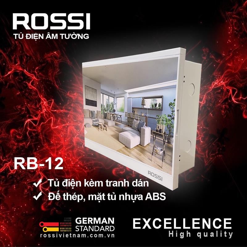 Tủ điện âm tường Rossi RB-12 (kèm khung ảnh dán)