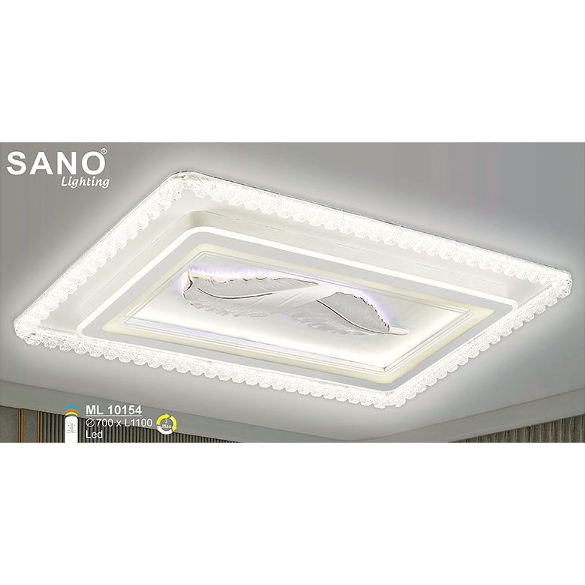 Đèn mâm vuông ốp trần Sano ML 10154 Ø700*L1100