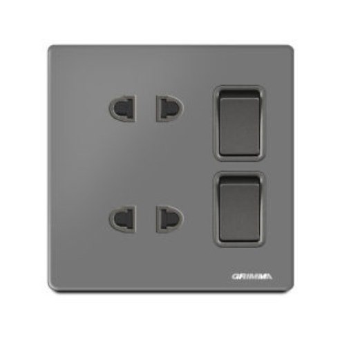 Bộ ổ cắm đôi 2 chấu và công tắc đôi 1 chiều GRIMMA G60K21SK2