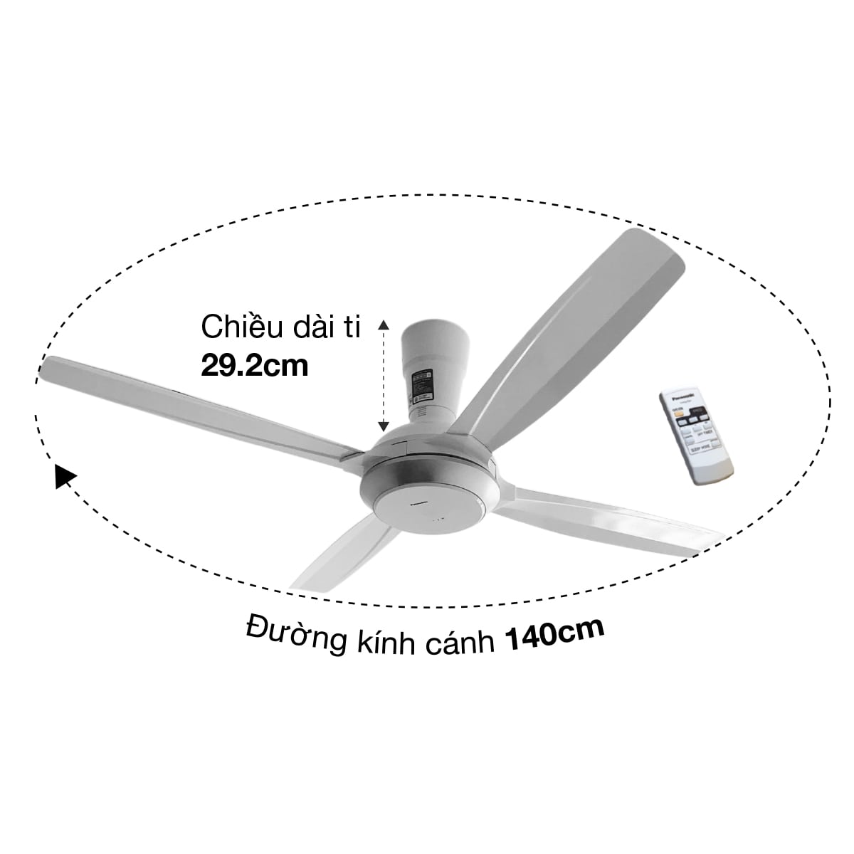 Quạt trần Panasonic 4 cánh F-56XPG-W Ø140cm