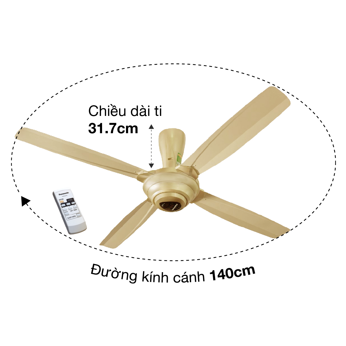 Quạt trần Panasonic 4 cánh F-56MPG-GO Ø140cm