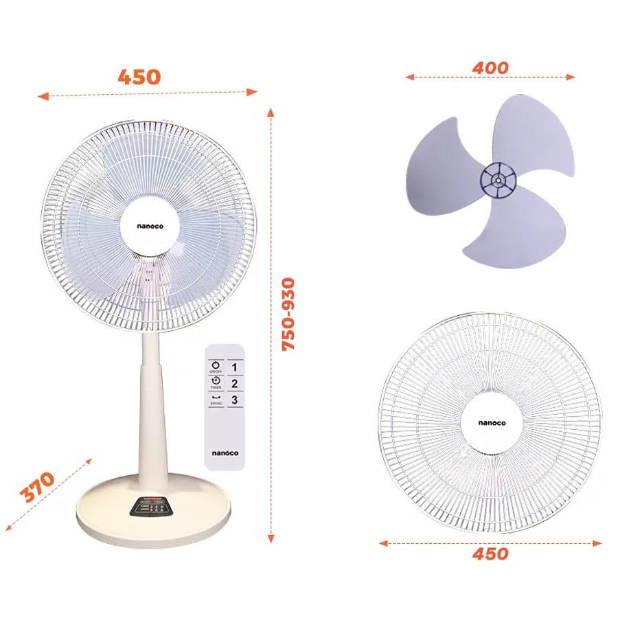 Quạt lửng Nanoco NLF1624RC remote