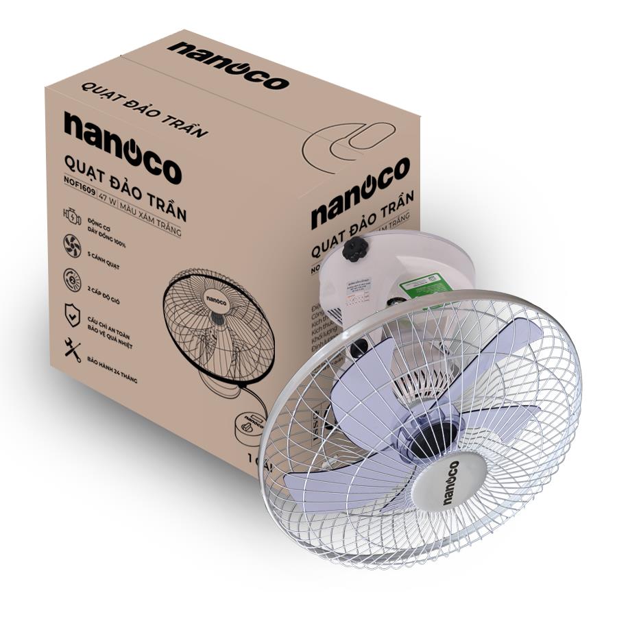 Quạt đảo trần Nanoco NOF1609 47W màu xám trắng