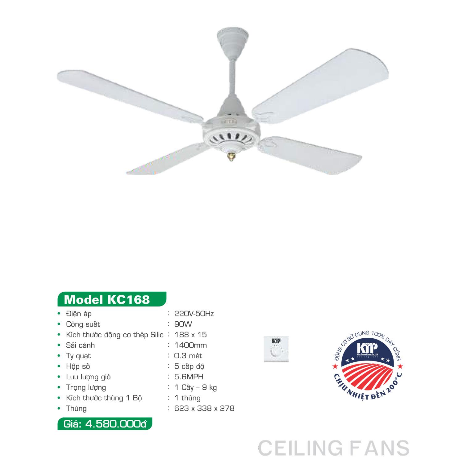 Quạt trần Thuận Phong KC168