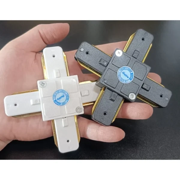 Đầu nối thanh ray chữ X màu trắng và đen