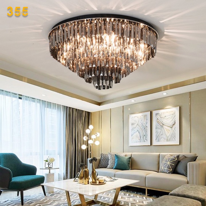 Đèn ốp trần Pha Lê khói 355 DECOR OTPL3509