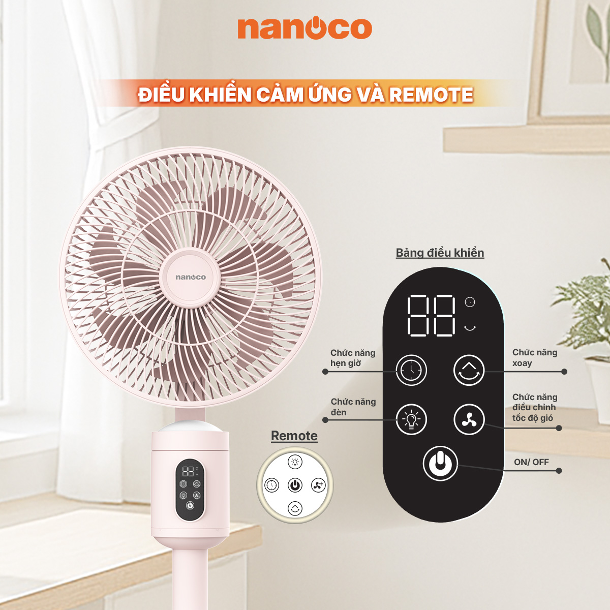 Quạt sạc điện Nanoco NRF9025W/P 21W
