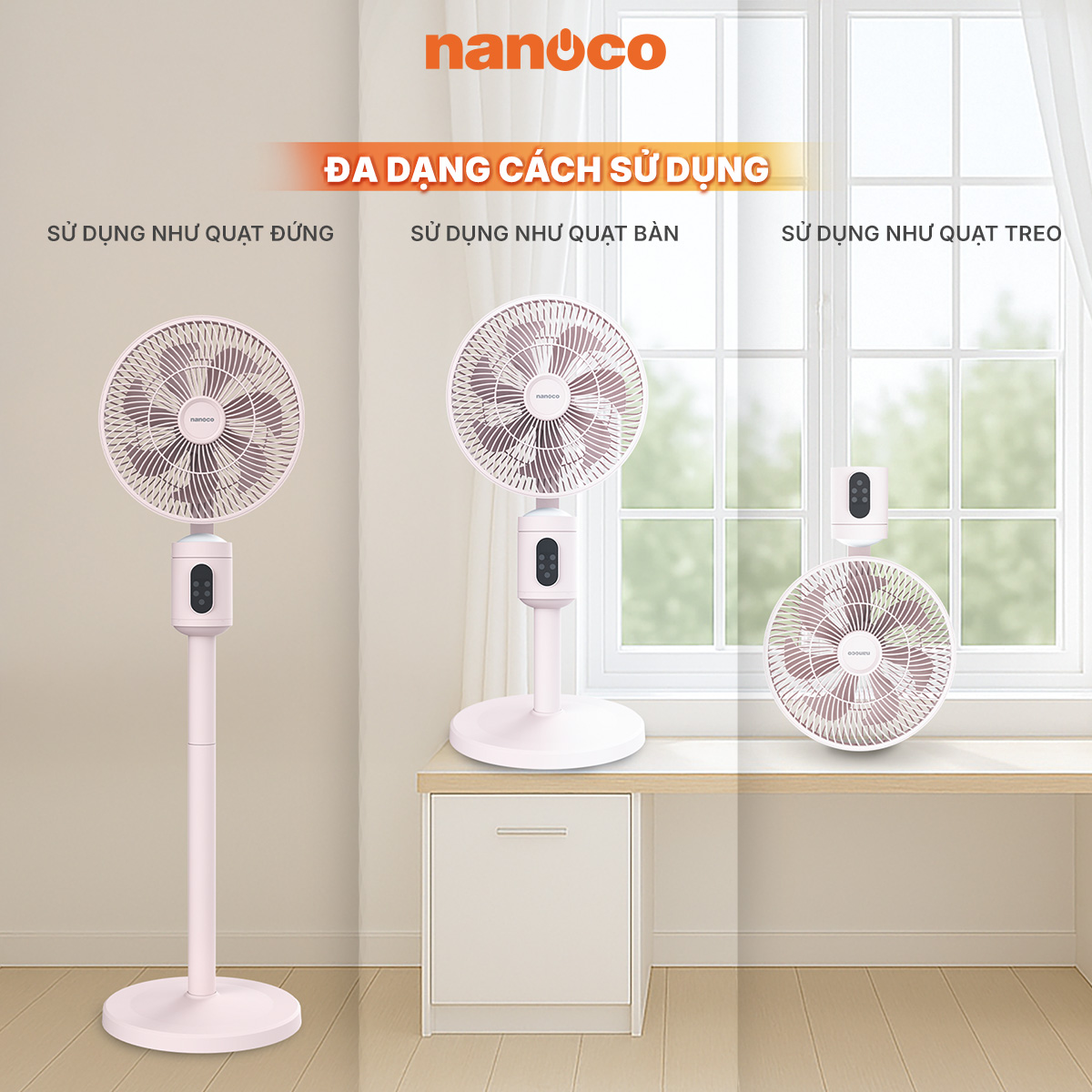 Quạt sạc điện Nanoco NRF9025W/P 21W