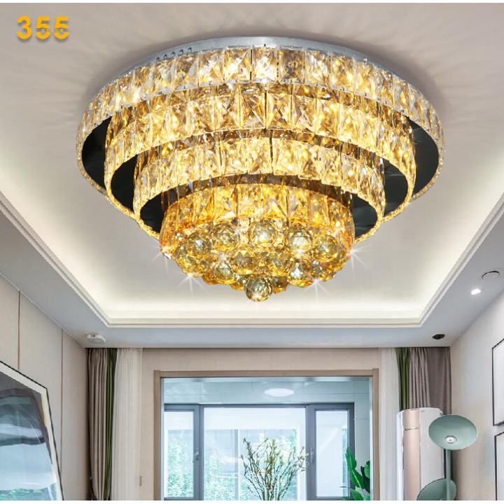 Đèn ốp trần pha lê Ø550 X H350 - LED 3CĐ